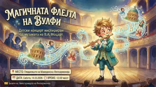 Симфониски концерт за деца во Филхармонија: премиера на „Магичната флејта на Вулфи“