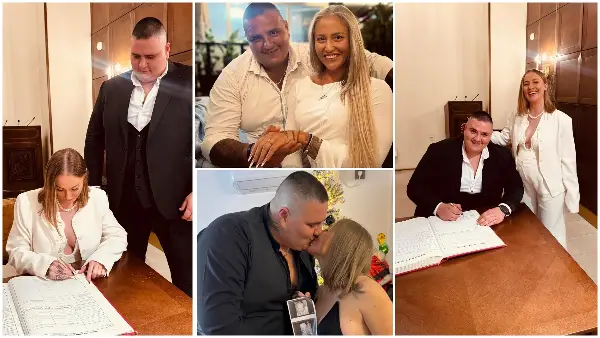 Блескава трудница во бело: Македонската бодибилдерка Мери стапи во граѓански брак со Филип и прослави роденден