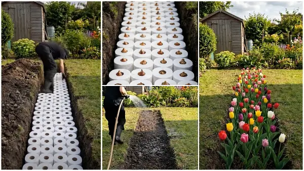 За лалиња како од разгледница од Холандија - Со помош на ролни тоалетна хартија претворете го дворот во цветен рај (видео)