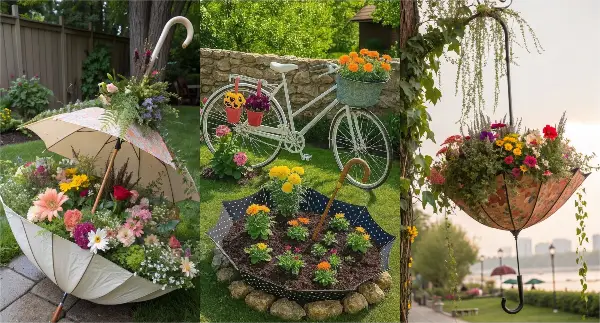 Како од стариот чадор да си направите цветна саксија: градината ќе изгледа како од бајка