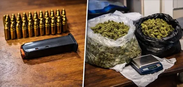 Полициски претрес:  Најдени оружје, муниција и марихуана, уапсени четири лица