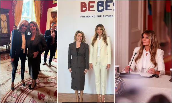 Елеганција во Белата куќа: Рози Мицкоска рамо до рамо со Меланија Трамп и Брижит Макрон во префинети модни изданија