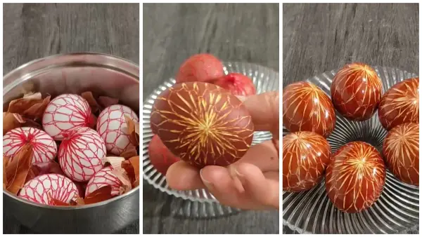 НАШИТЕ БАБИ ЗНАЕЛЕ КАКО: Велигденски јајца со лушпи од кромид и мрежа од зеленчук