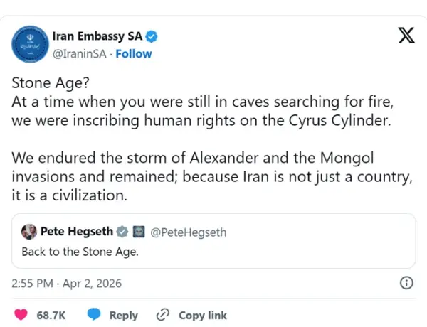 Иран одговори на заканите на Хегсет за враќање во камено доба