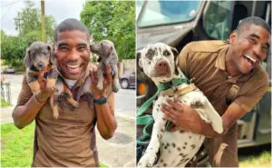 ФОТО | Доставувач кој го освои интернетот – Се фотографира со кучињата каде што носи пратки