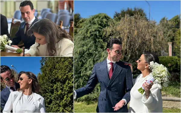 Коста Костадинов и сопругата склопија граѓански брак во елегантно издание: Покажаа минималистичка елеганција и модна усогласеност