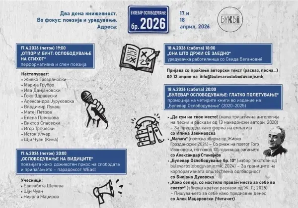 Книжевни настани во рамки на „Булевар Ослободување бр. 2026“