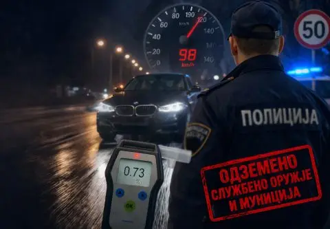 Кривична пријава против полициски службеник, возел со активна забрана за управување, двојно побрзо од дозволеното и под дејство на алкохол