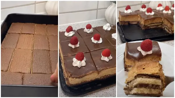 Рецепт за брза торта без печење од готови тортички и бисквити (видео)