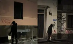 ВИДЕО | Анонимен уметник ги брише графитите додека градот спие