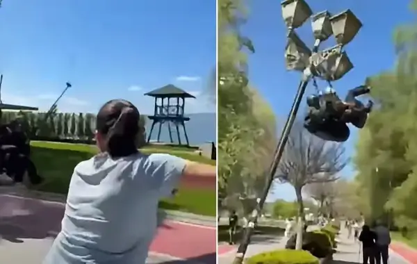 (Видео) Параглајдерист за малку ќе удреше во мајка и дете на шеталиште во Охрид