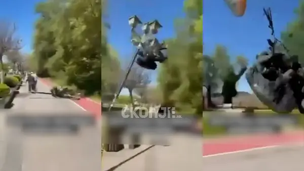 Во СВР Охрид нема пријава за повредени по падот на параглајдер – скршена електрична канделабра