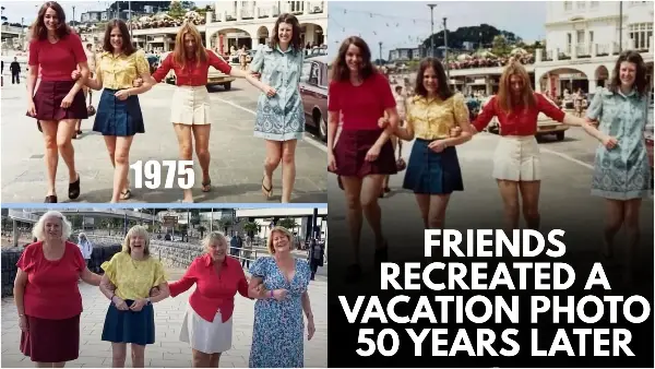 По 53 години се вратија и го повторија моментот од младоста: Фотографија од четири пријатели го воодушеви интернетот