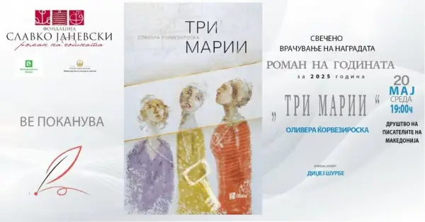 Врачување на наградата „Роман на годината“ за 2025