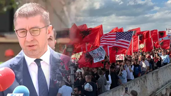 Го прекришија Законот за знамиња, за државна химна и Уставот – вели Мицкоски за протестот за полагање на правосудниот испит на албански