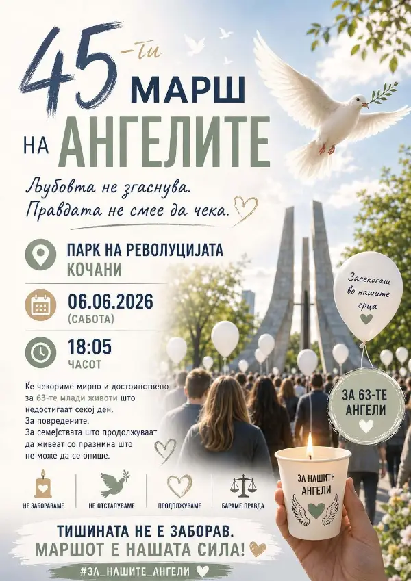 Во Кочани нов Марш за ангелите – „Не забораваме, не отстапуваме и продолжуваме“