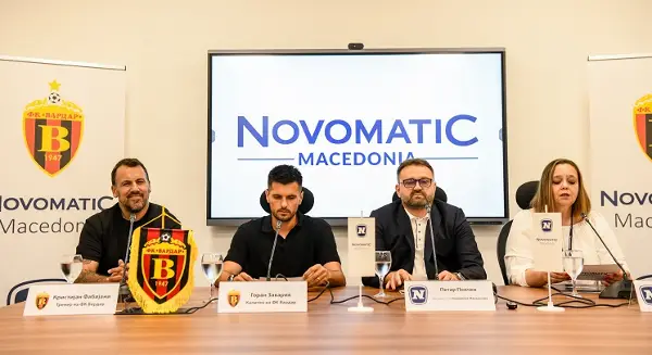НОВОМАТИК МАКЕДОНИЈА ЌЕ БИДЕ ГЕНЕРАЛЕН СПОНЗОР НА ВАРДАР И ВО СЛЕДНАТА ФУДБАЛСКА СЕЗОНА Шампионите продолжуваат заедно