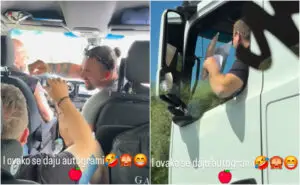 ВИДЕО | Автограм на автопат — „Црвена јабука“ му го разубави денот на возач на камион