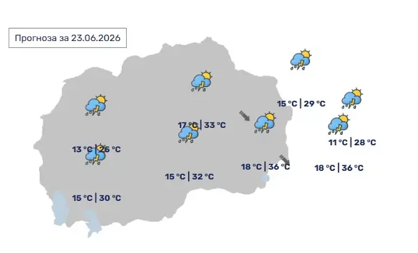Изутринава топло, попладне пресврт