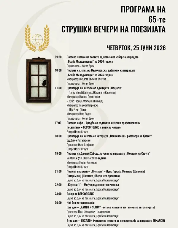 Втор ден Струшки вечери на поезијата – поетски читања, промоции и портрети