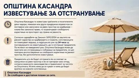 Општина Касандра на Халкидики со известување и на македонски јазик
