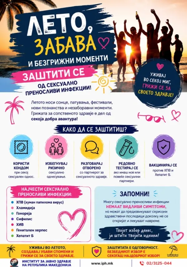 Уживај во летото, ама заштити се од сексуално преносливи инфекции, велат од Институтот за јавно здравје
