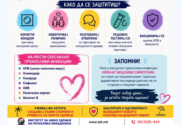 Уживајте во летото, но грижете се за здравјето: ИЈЗ со препораки за сексуално преносливите инфекции