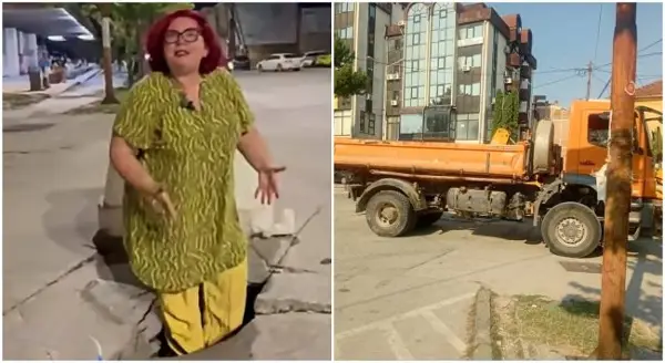 СЕ ПОКРИВА ДУПКА ВО ЦЕНТАРОТ НА БИТОЛА ОТКАКО СОВЕТНИЧКА ОД СДСМ ВЛЕЗЕ ВО НЕА ЗА ДА УКАЖЕ НА ОПАСНОСТА