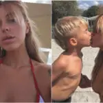 (Фото) За Антониа Гиговска не завршува летото – без шминка и во бикини ужива на плажа со синот Киан