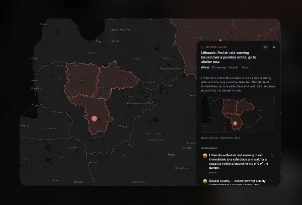Воздушна тревога во Балтикот: Литванија повика на засолнување, НАТО крена борбени авиони, Полска истражува можен упад на дрон