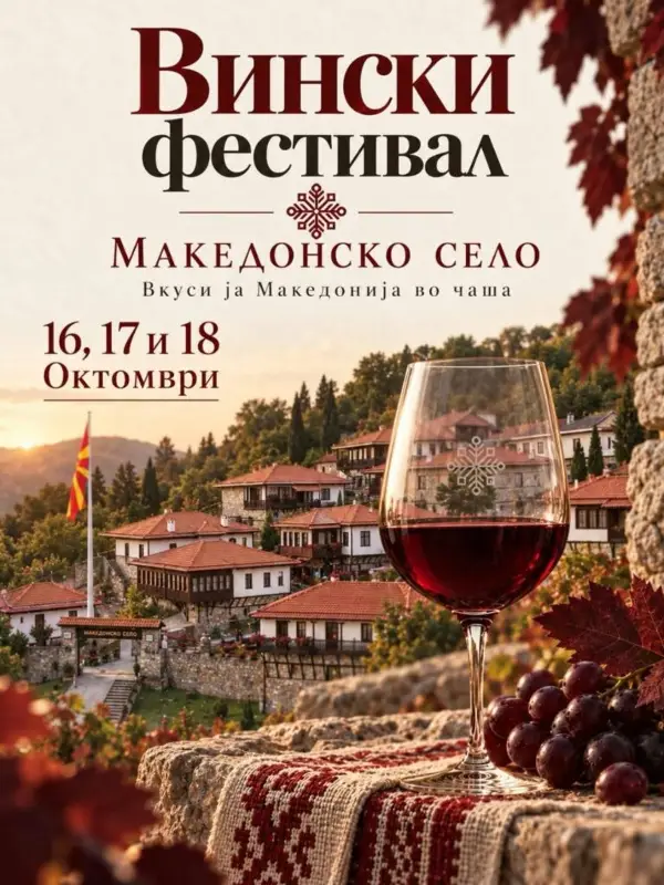 „Вкуси ја Македонија во чаша“ – три дена вино, музика и македонски вкусови во „Македонско село“
