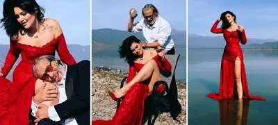 Ивана Кнез и Игор Џамбазов позираат на плажа во Дојран - Таа со висок шлиц, тој ја допира по нога (фото)