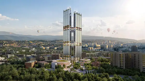 Кули на Foster + Partners поврзани со зелени мостови – нов архитектонски бисер на Ерменија