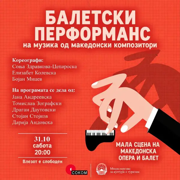 Балетски перформанс на музика од македонски композитори денеска во МОБ