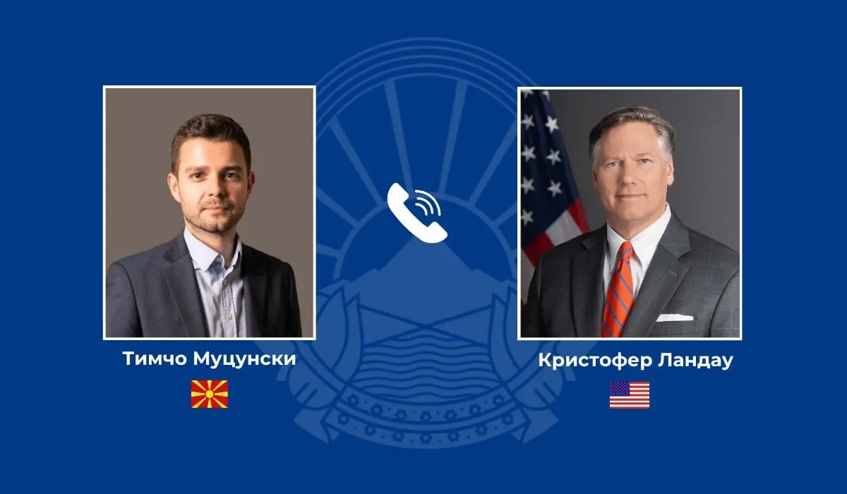 Телефонски разговор на министерот Муцунски со заменик-државниот секретар на САД, Кристофер Ландау