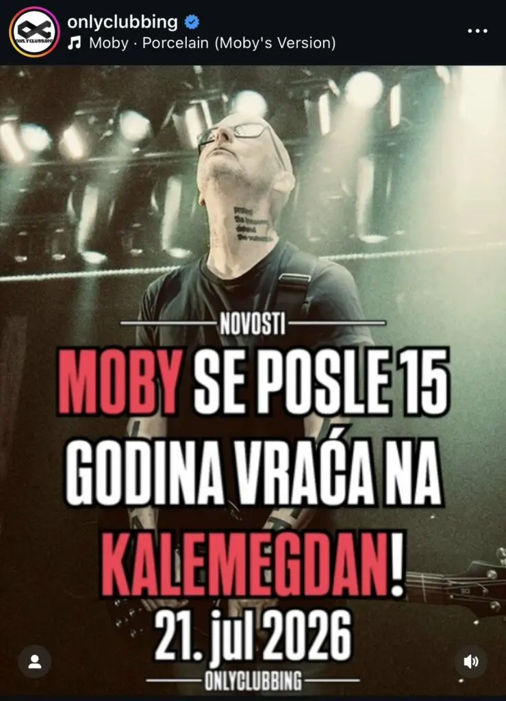 Моби по 15 години повторно се враќа во Белград каде последен пат настапуваше со Ејми Вајнхаус