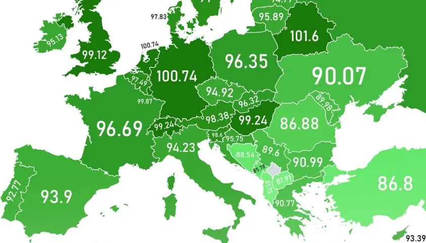 Се појави нова карта за интелигенција на нациите- Македонија на дното во Европа