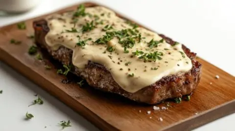 Говедски шницли во сос од сенф