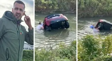 Бизнисмен со автомобил пропаднал во река- го спасила брзата реакција на случајни минувачи (ВИДЕО)