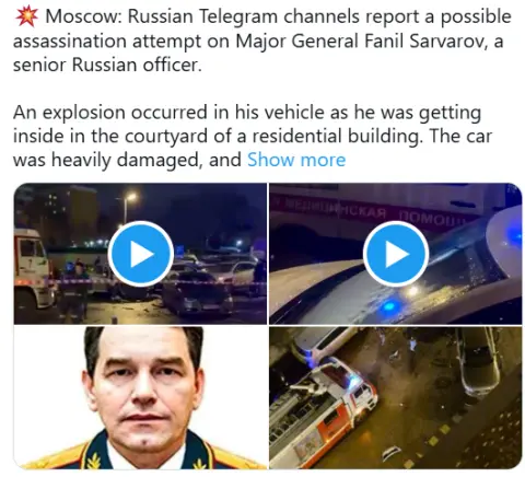 📽️ УДАР ЗА ПУТИН, УБИЕН ГЕНЕРАЛОТ САРВАРОВ Детонирана бомба во „Киа“ среде Москва