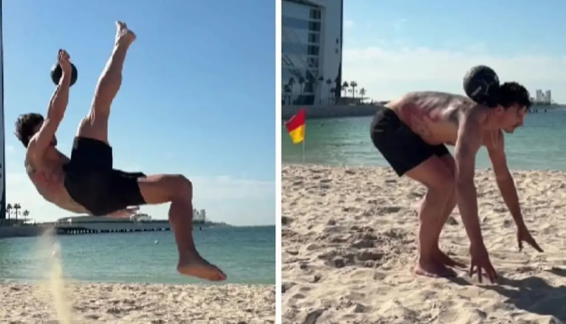 Златан Ибрахимовиќ на плажа во Дубаи покажа што знае да прави со топката (ВИДЕО)