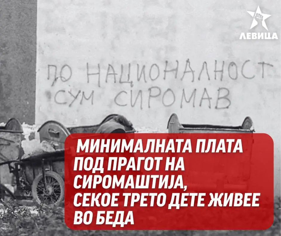 Левица: Минималната плата под прагот на сиромаштија, секое трето дете живее во беда
