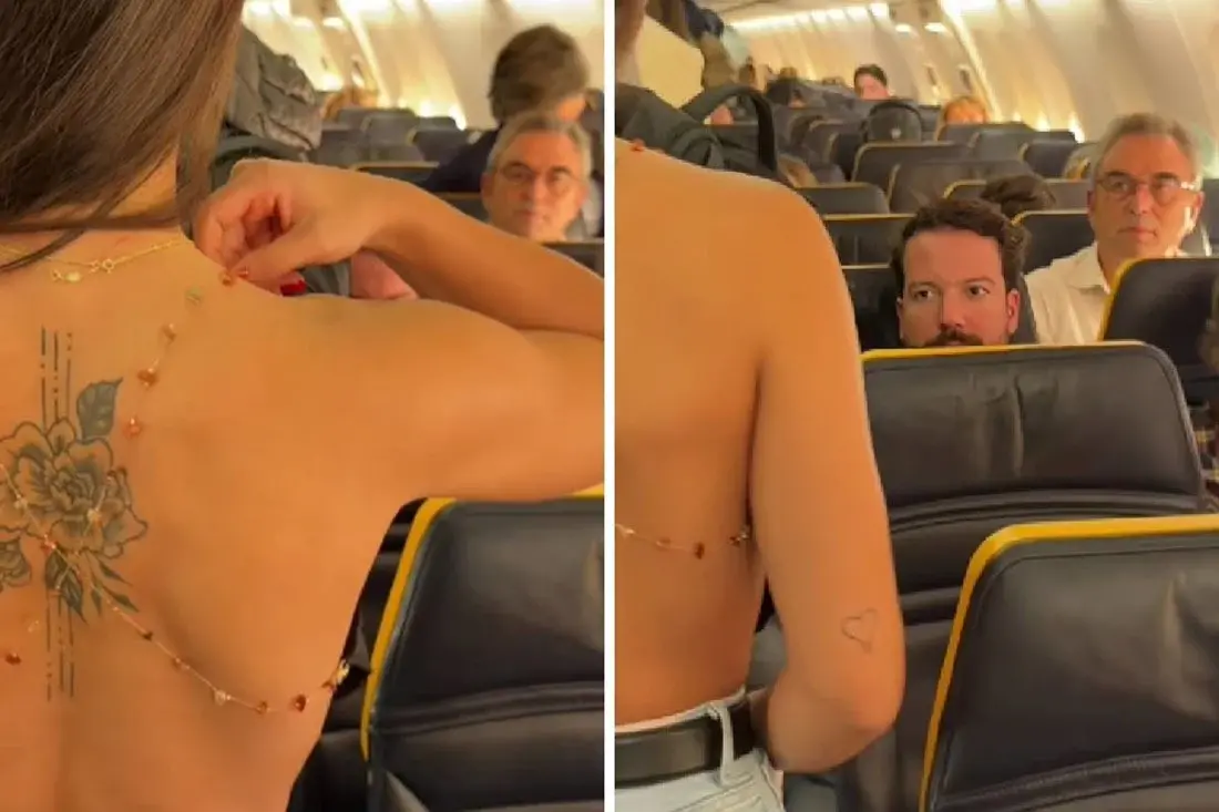 Разголена девојка се прошета низ авион- ги сними мажите со подзинати усти (ВИДЕО)