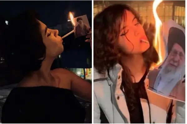 (ВИДЕО) Иранки со цигари ги палат фотографиите од ајатолахот Али Хамнеи