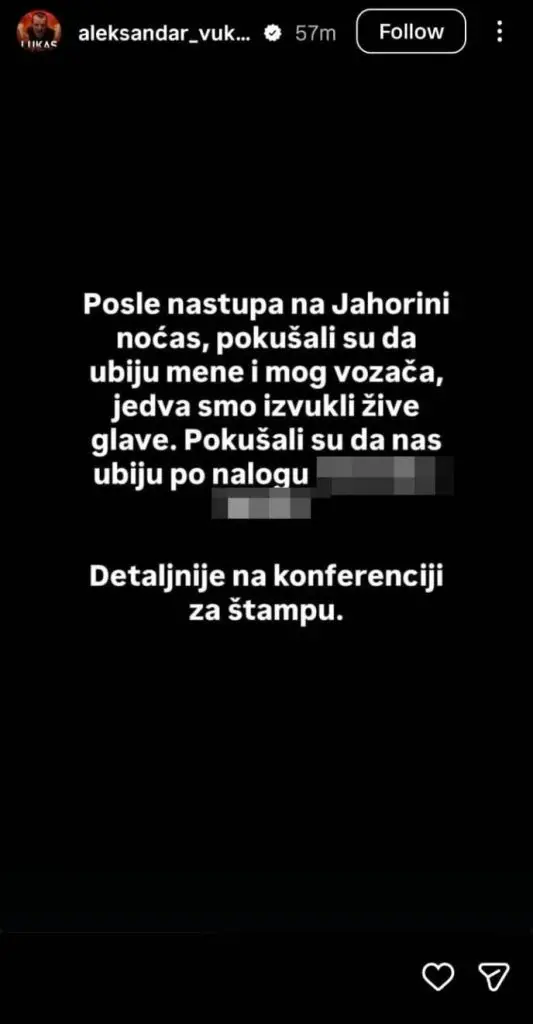 Обид за убиство на Аца Лукас – настапот на Јахорина откажан