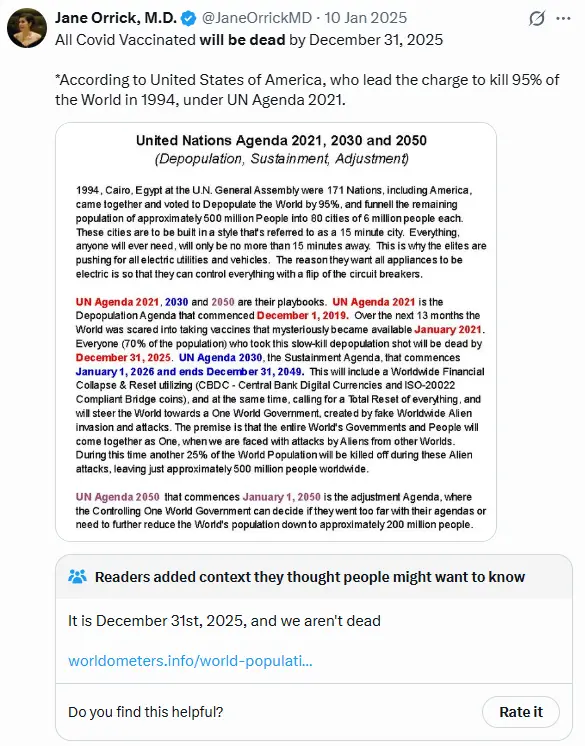 Антиваксер тврди дека секој што е вакциниран против КОВИД ќе умре до 31 декември 2025 година. 😶