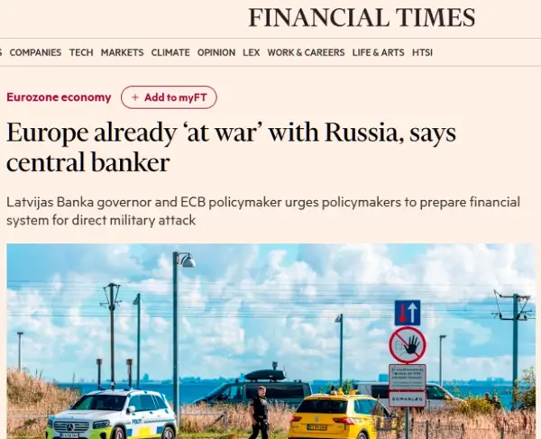 ЕУ веќе е „во војна“ со Русија, вели гувернерот на ЦБ на Летонија