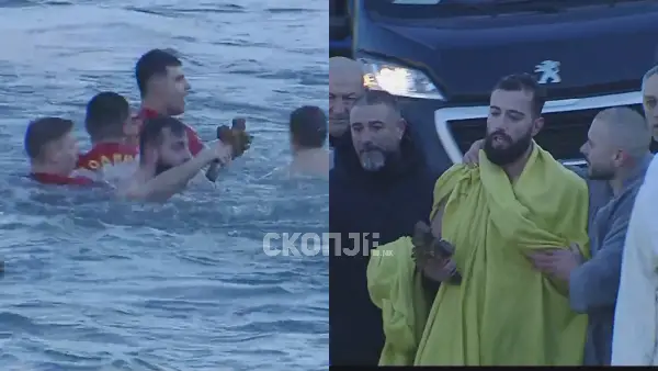 Дарко Митровиќ прв до светиот крст на традиционалните Водици во Скопје