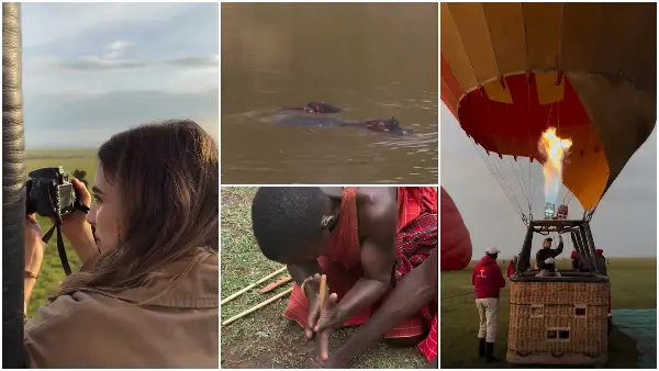 Александра Заева на сафари патување во Африка: Лета со балон, се дружи со локалното население (фото+видео)