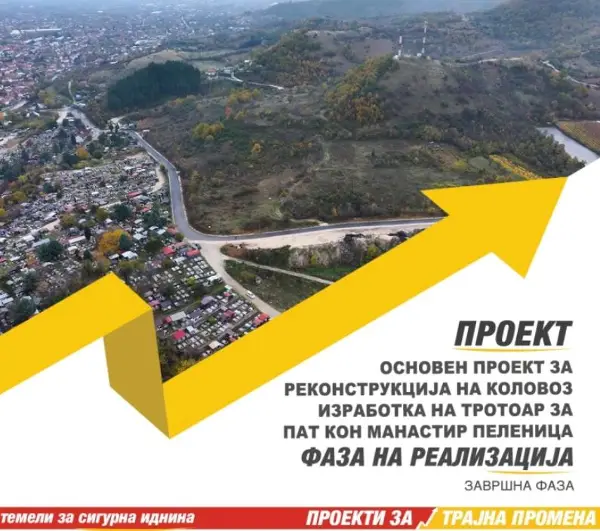 Мицкоски: Реализиран проектот за реконструкција на коловозот и изработка на тротоар на патот кон Пеленица